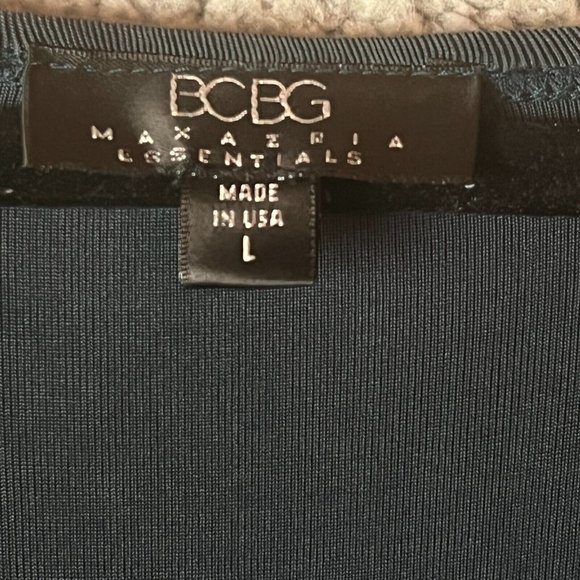 BCBG MaxAzria Plunge V-Neck Maxi Dress Jersey Stretch Solid Blue Size Large L - Picture 6 of 12